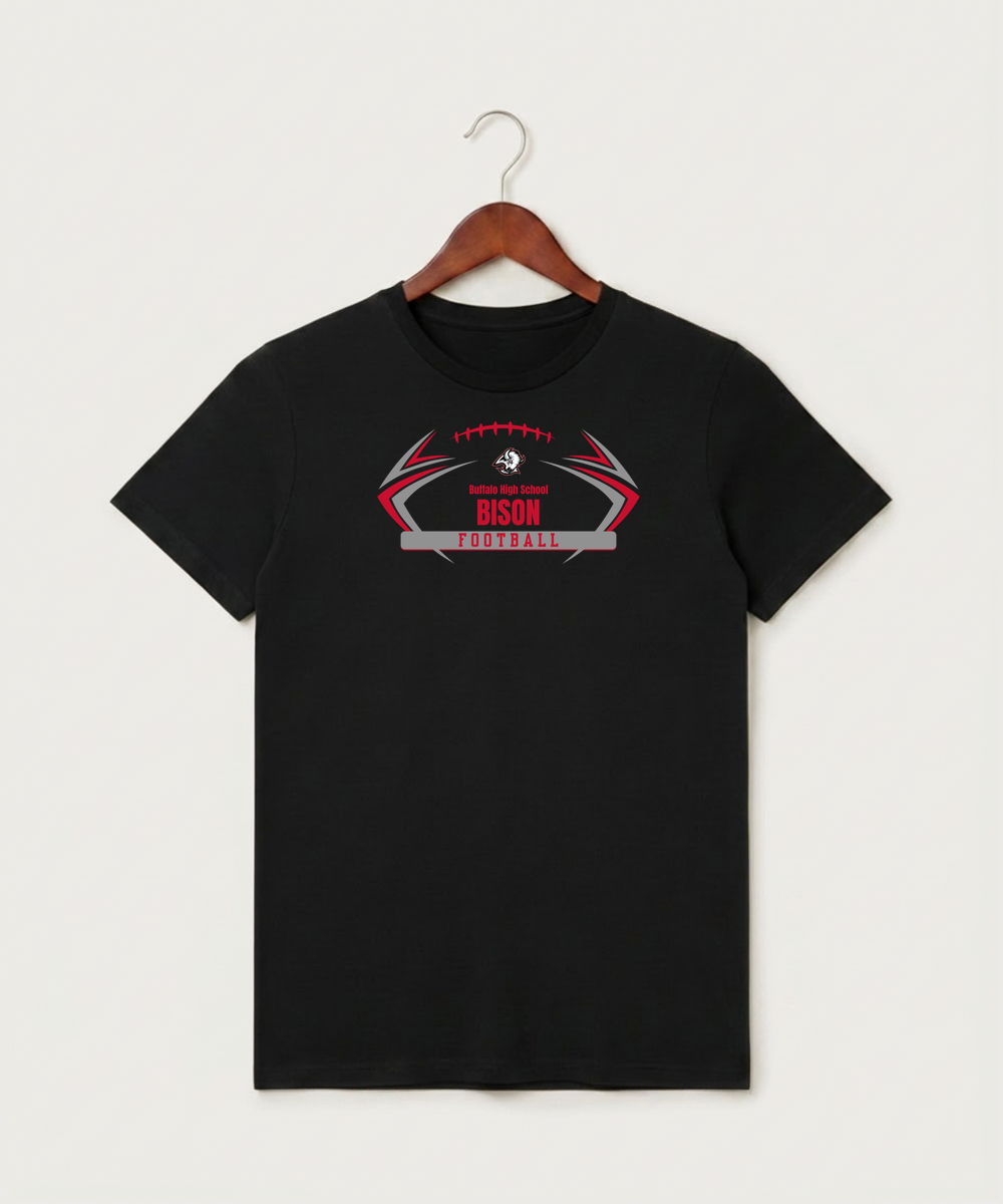 Buffalo High School Football (Boys) - Black T-Shirt - Full Front