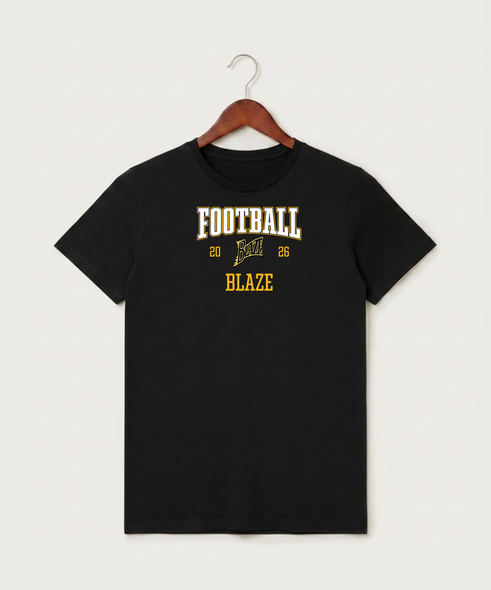 Burnsville High School Football (Boys) - Black T-Shirt - Full Front