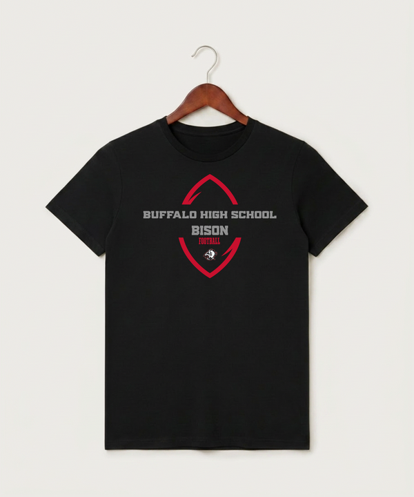 Buffalo High School Football (Boys) - Black T-Shirt - Full Front