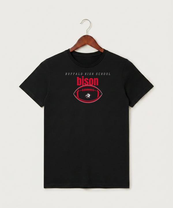 Buffalo High School Football (Boys) - Black T-Shirt - Full Front