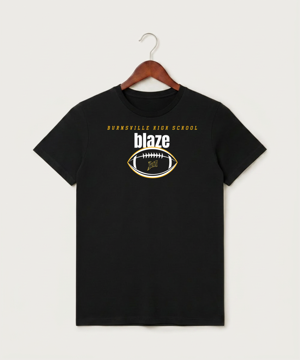 Burnsville High School Football (Boys) - Black T-Shirt - Full Front