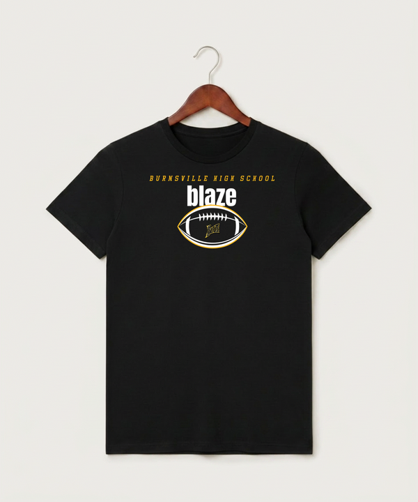 Burnsville High School Football (Boys) - Black T-Shirt - Full Front