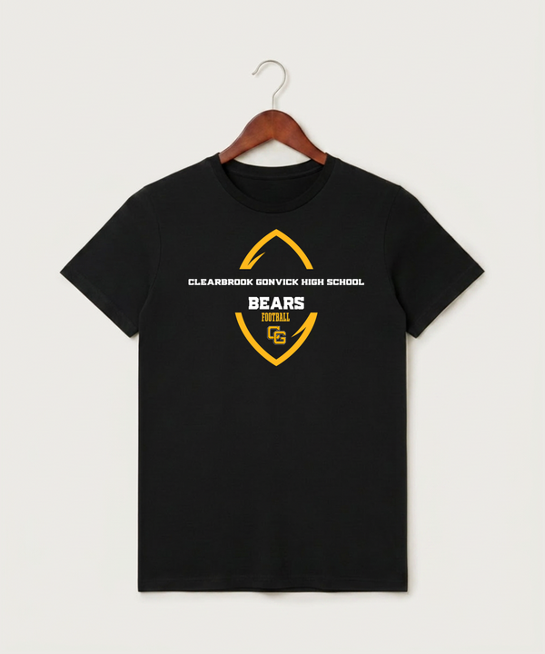 Clearbrook Gonvick High School Football (Boys) - Black T-Shirt - Full Front