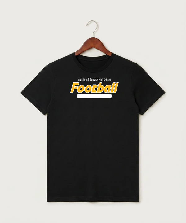 Clearbrook Gonvick High School Football (Boys) - Black T-Shirt - Full Front