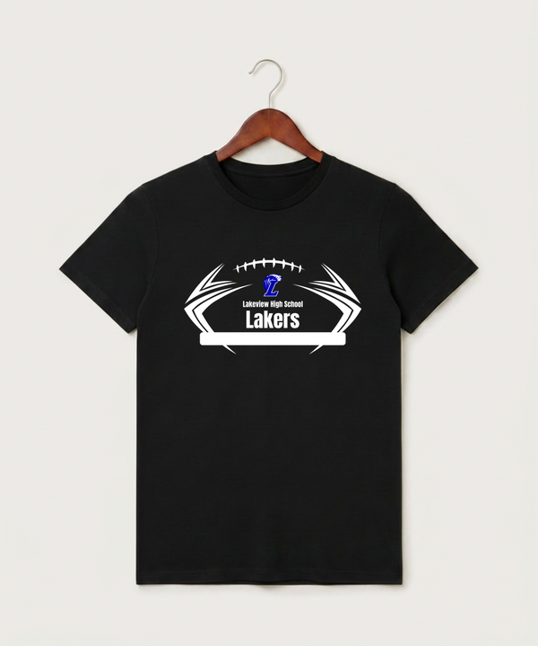 Lakeview High School Football (Boys) - Black T-Shirt - Full Front