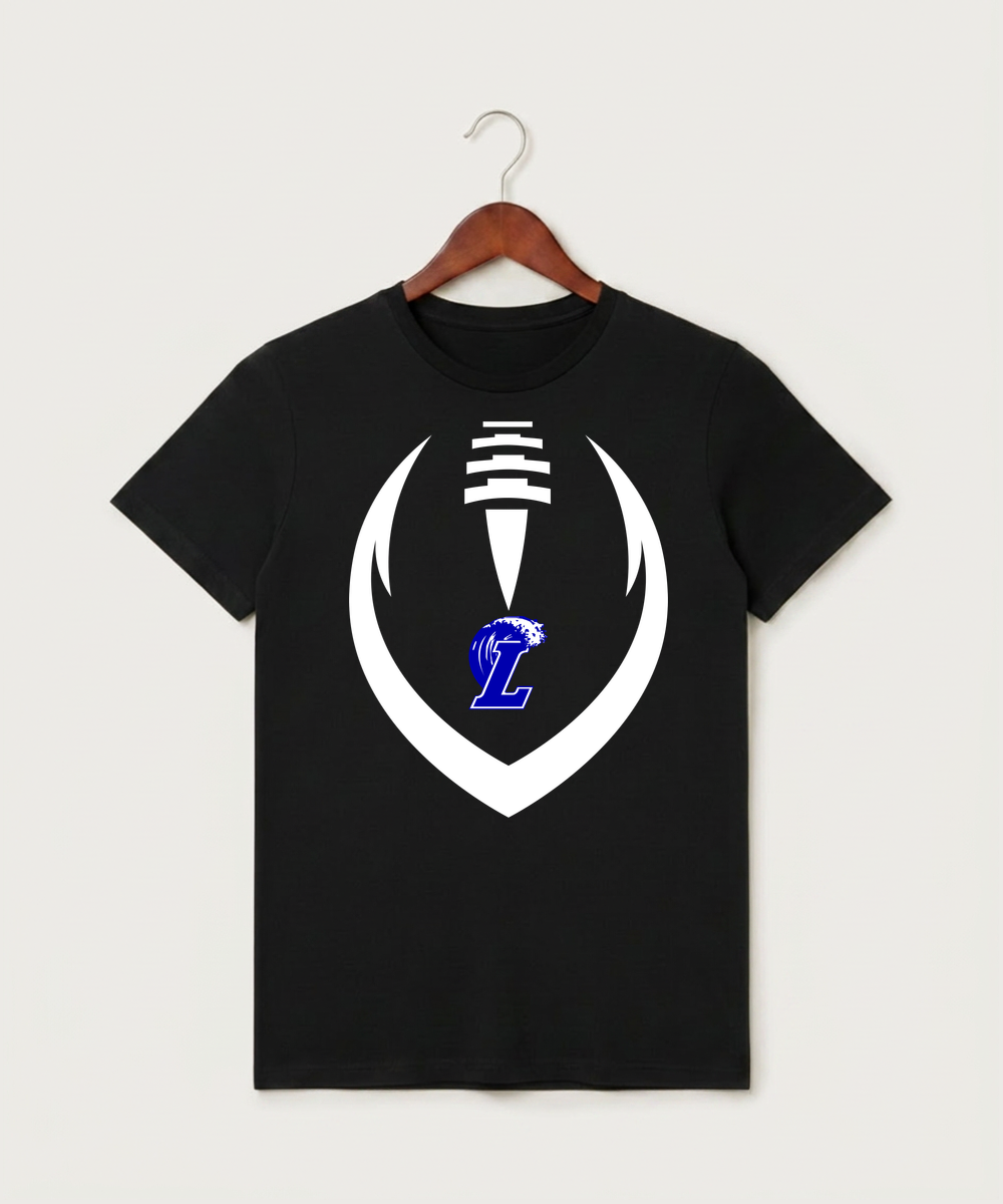 Lakeview High School Football (Boys) - Black T-Shirt - Full Front
