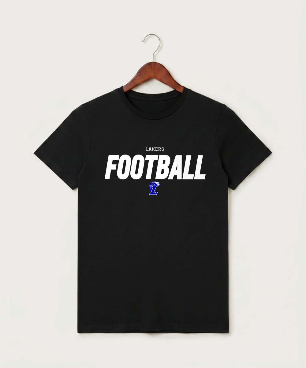 Lakeview High School Football (Boys) - Black T-Shirt - Full Front