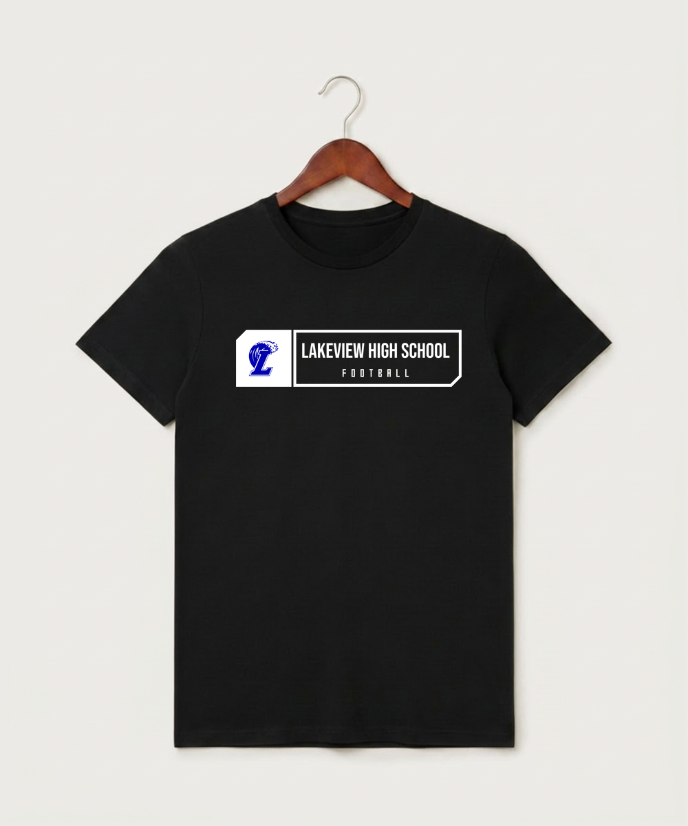 Lakeview High School Football (Boys) - Black T-Shirt - Full Front