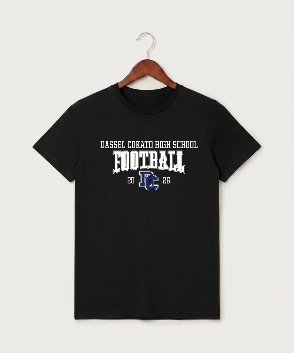 Dassel Cokato High School Football (Boys) - Black T-Shirt - Full Front