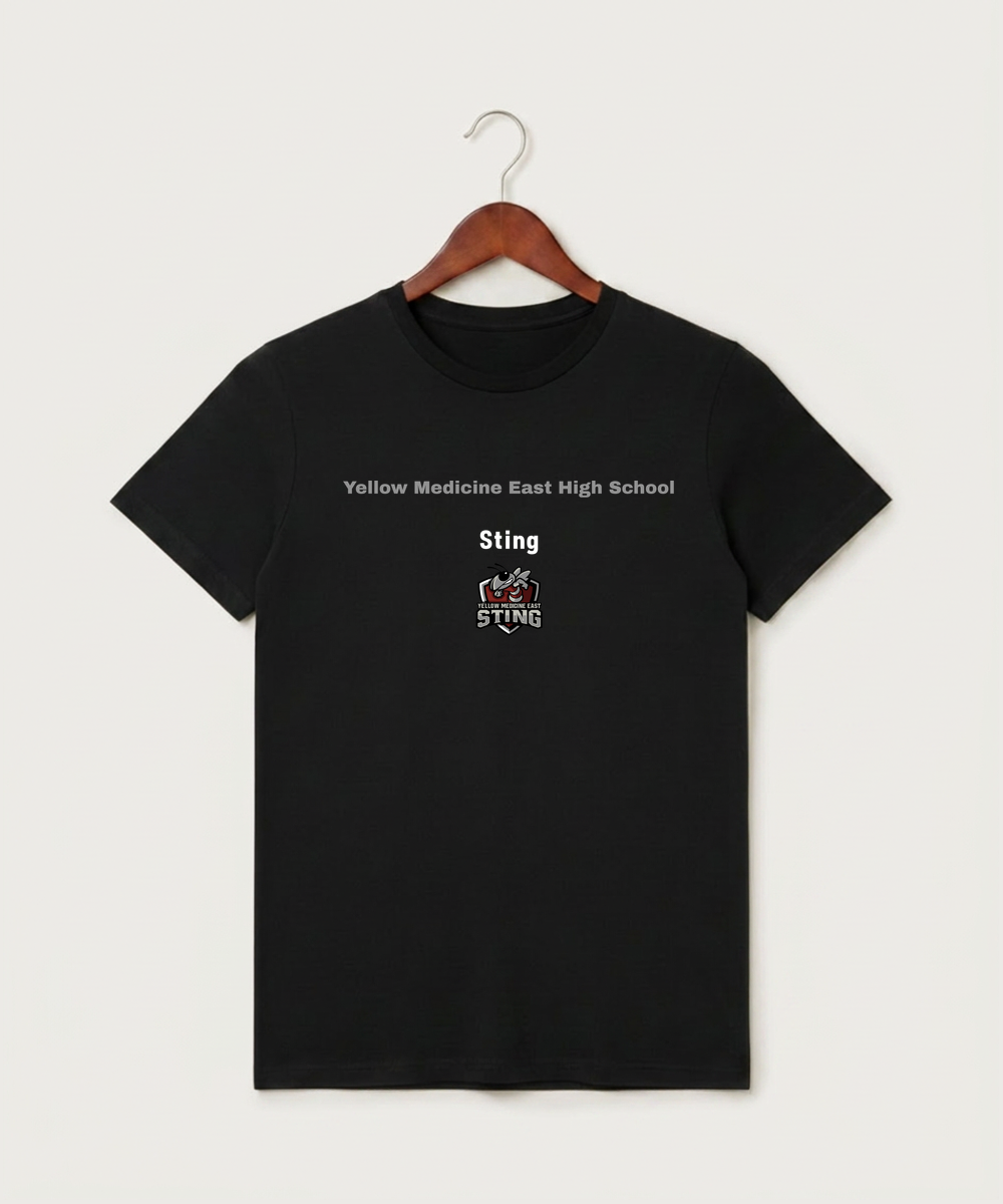 Yellow Medicine East High School Athletics - Black T-Shirt - Full Front