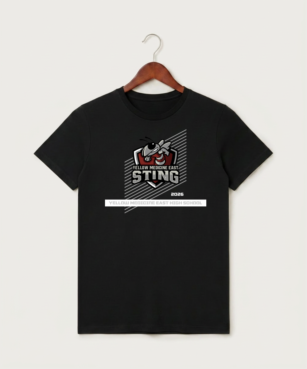 Yellow Medicine East High School Athletics - Black T-Shirt - Full Front