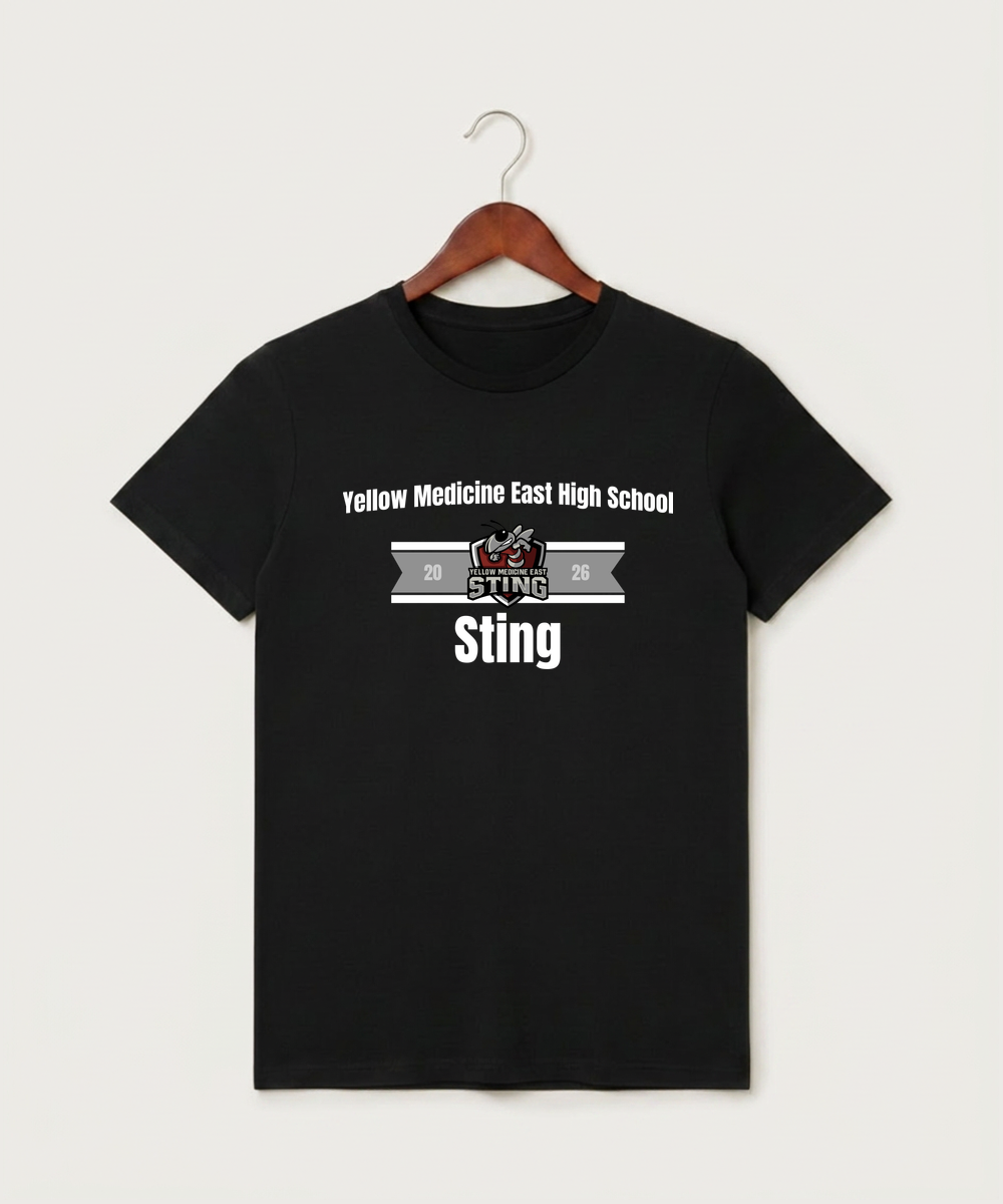 Yellow Medicine East High School Athletics - Black T-Shirt - Full Front