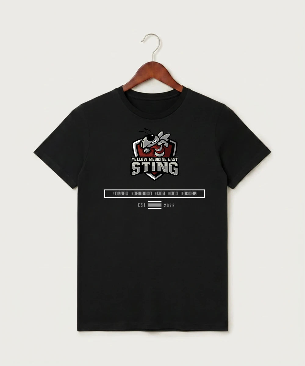 Yellow Medicine East High School Athletics - Black T-Shirt - Full Front