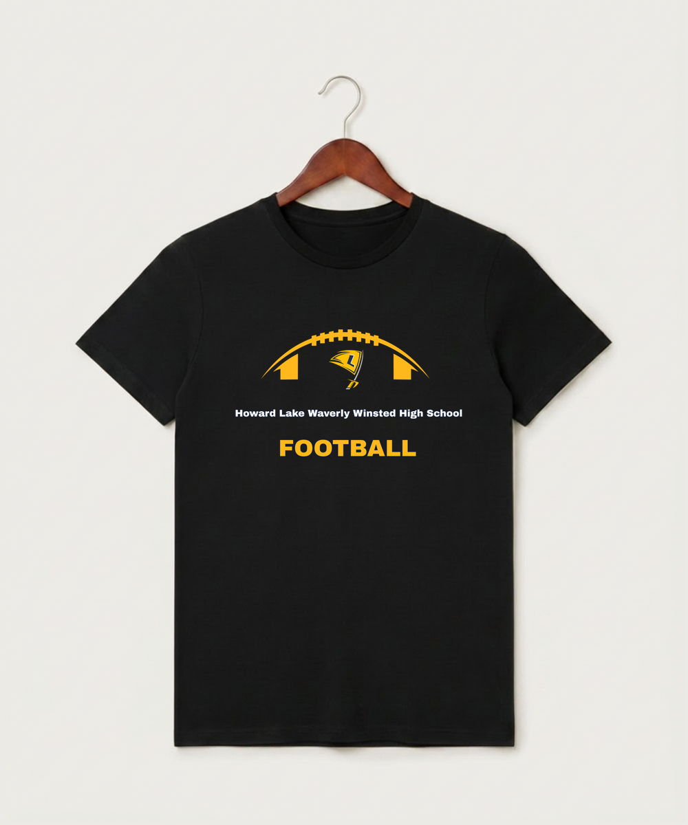 Howard Lake Waverly Winsted High School Football (Boys) - Black T-Shirt - Full Front
