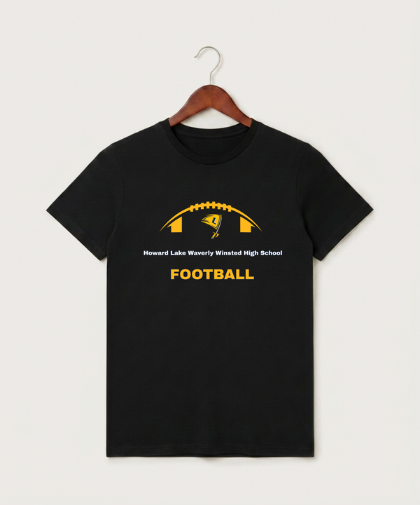 Howard Lake Waverly Winsted High School Football (Boys) - Black T-Shirt - Full Front