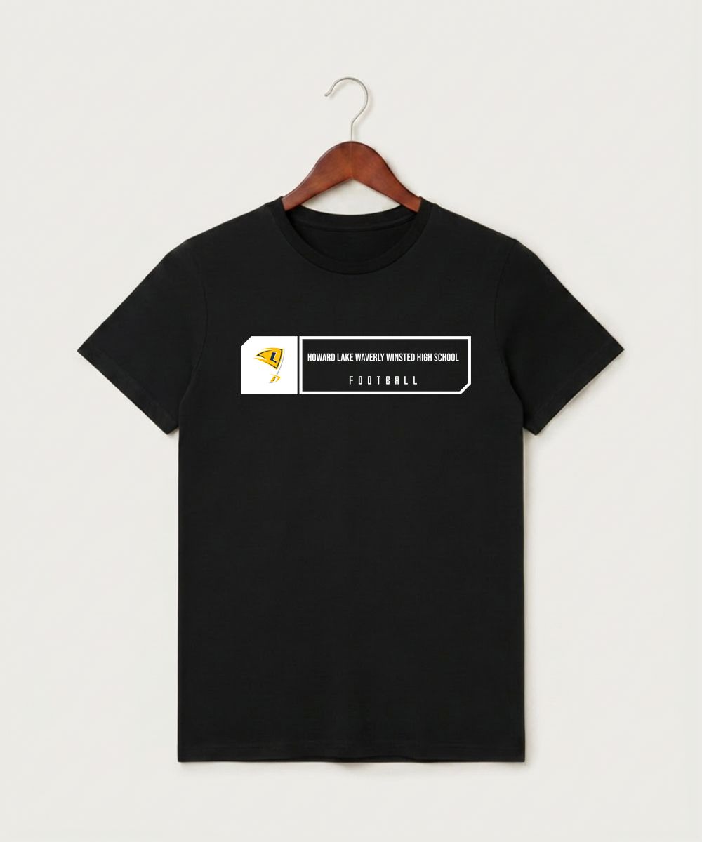 Howard Lake Waverly Winsted High School Football (Boys) - Black T-Shirt - Full Front