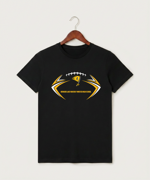 Howard Lake Waverly Winsted High School Football (Boys) - Black T-Shirt - Full Front