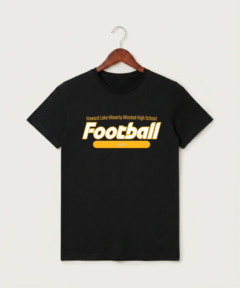 Howard Lake Waverly Winsted High School Football (Boys) - Black T-Shirt - Full Front