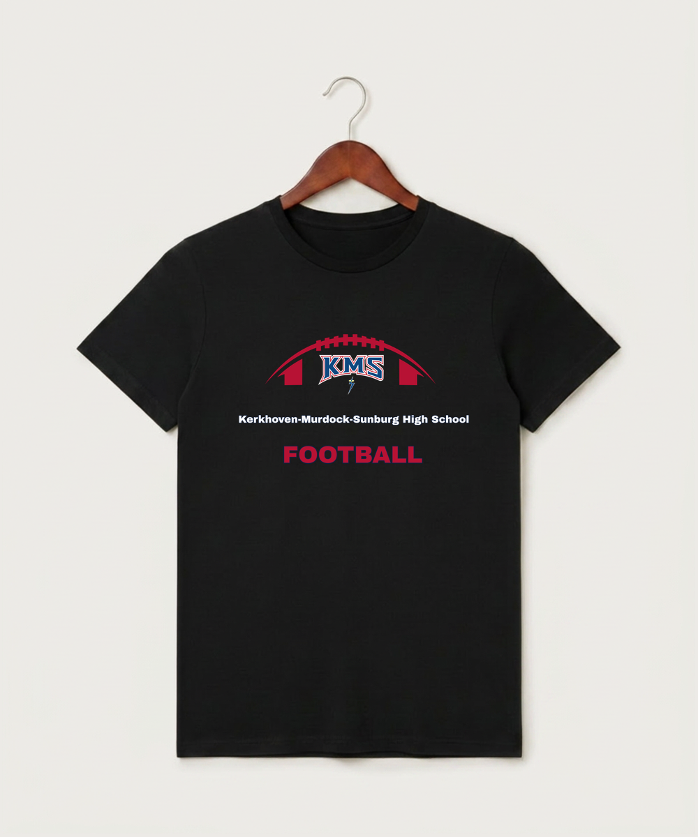 Kerkhoven-Murdock-Sunburg High School Football (Boys) - Black T-Shirt - Full Front