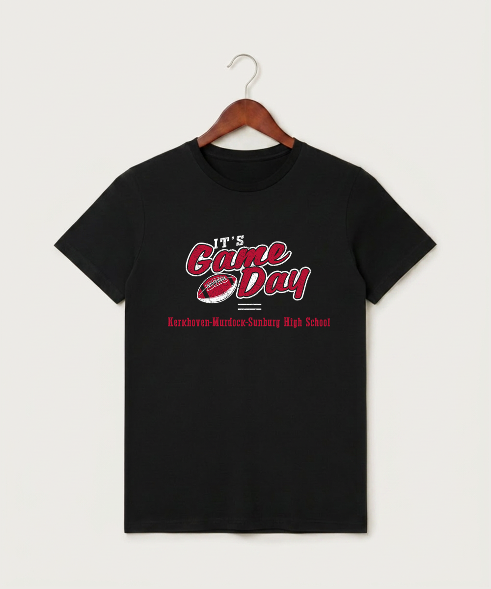 Kerkhoven-Murdock-Sunburg High School Football (Boys) - Black T-Shirt - Full Front