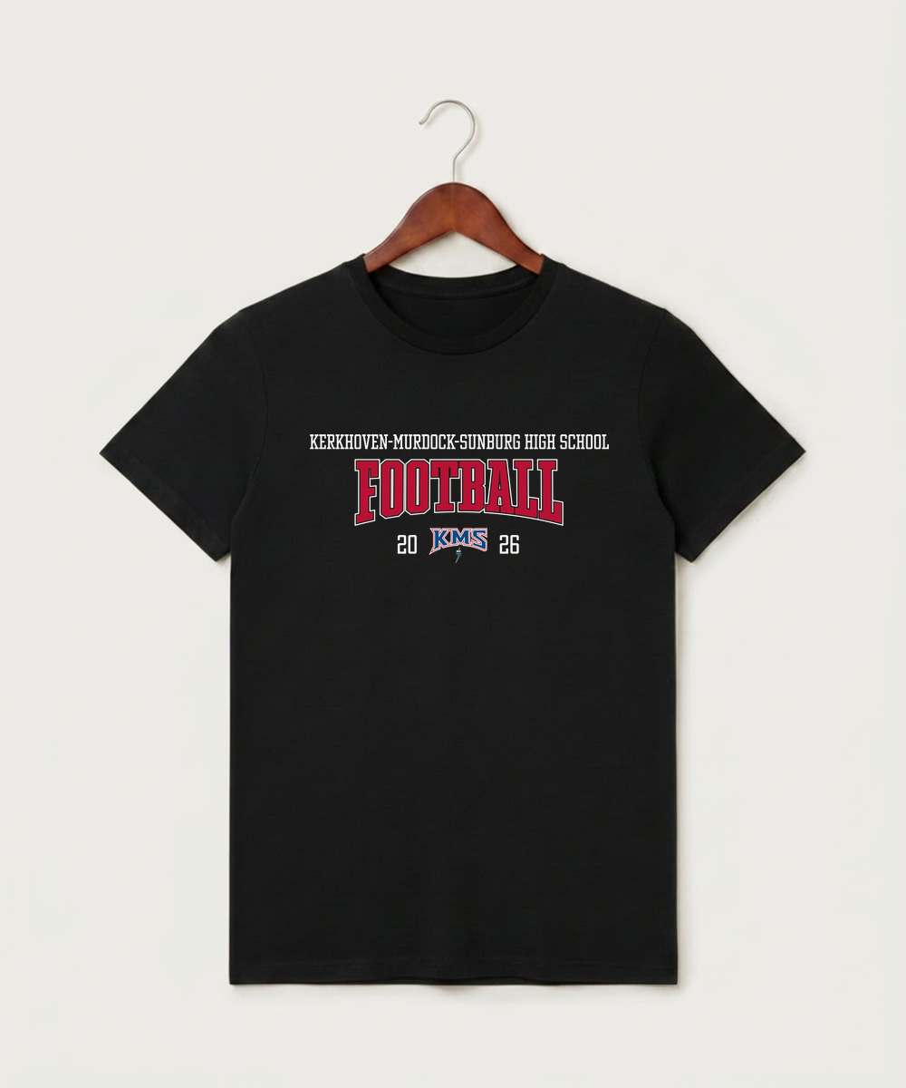 Kerkhoven-Murdock-Sunburg High School Football (Boys) - Black T-Shirt - Full Front