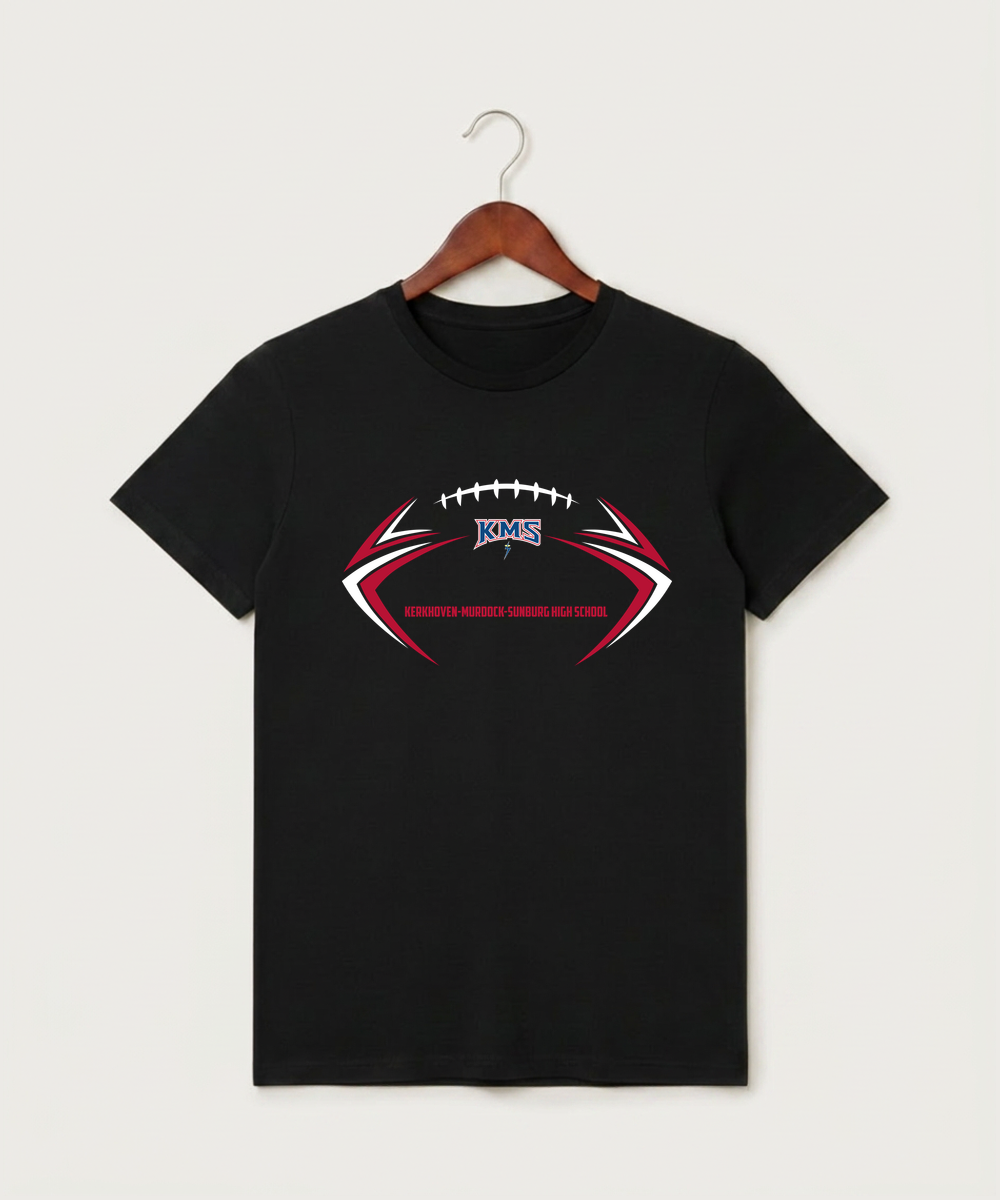 Kerkhoven-Murdock-Sunburg High School Football (Boys) - Black T-Shirt - Full Front