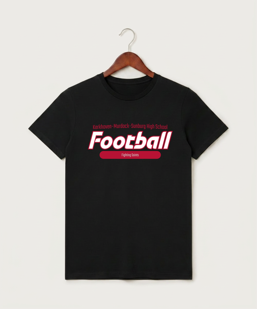 Kerkhoven-Murdock-Sunburg High School Football (Boys) - Black T-Shirt - Full Front