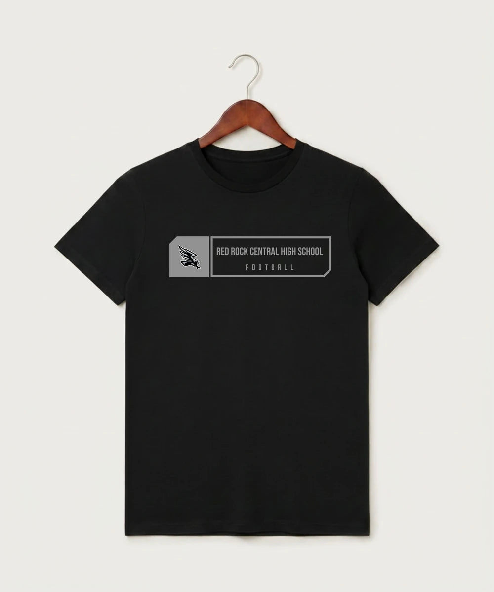 Red Rock Central High School Football (Boys) - Black T-Shirt - Full Front
