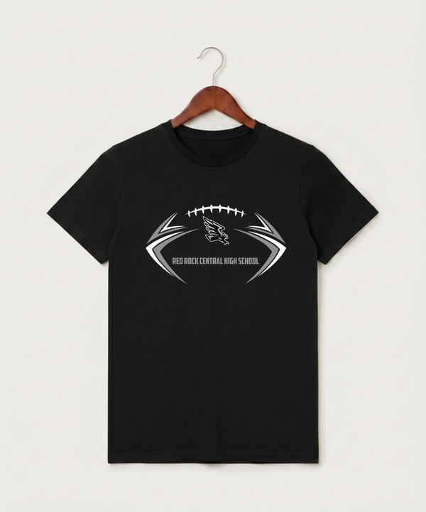 Red Rock Central High School Football (Boys) - Black T-Shirt - Full Front