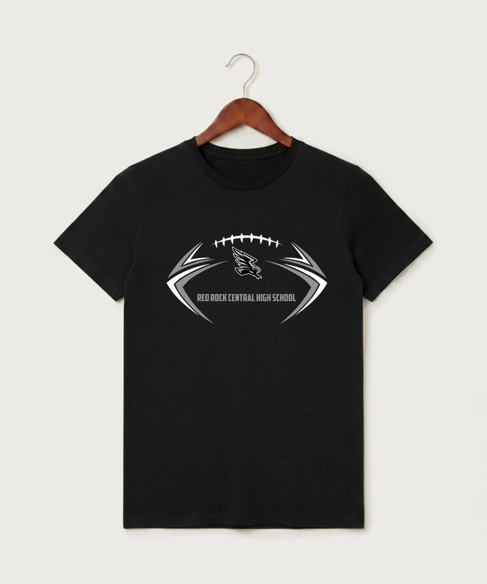 Red Rock Central High School Football (Boys) - Black T-Shirt - Full Front