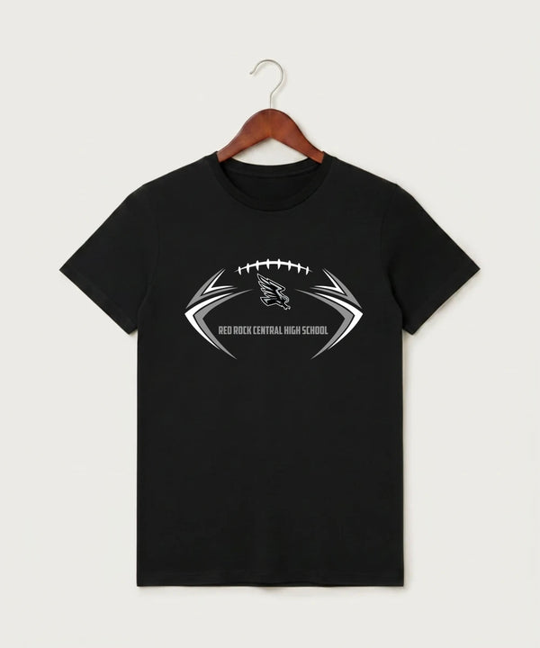 Red Rock Central High School Football (Boys) - Black T-Shirt - Full Front