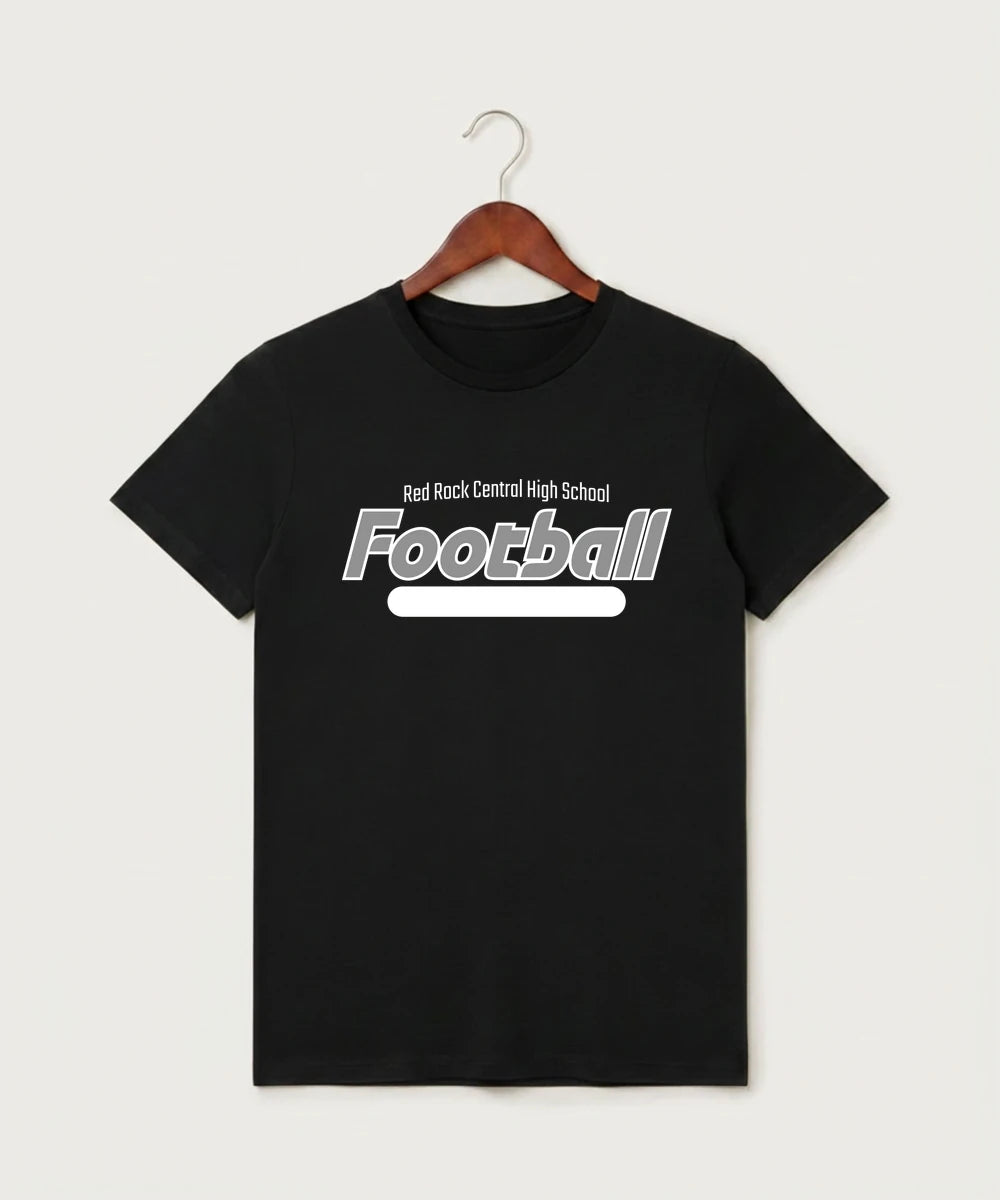 Red Rock Central High School Football (Boys) - Black T-Shirt - Full Front