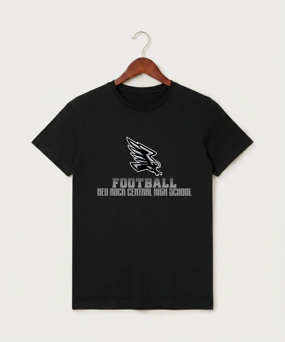 Red Rock Central High School Football (Boys) - Black T-Shirt - Full Front