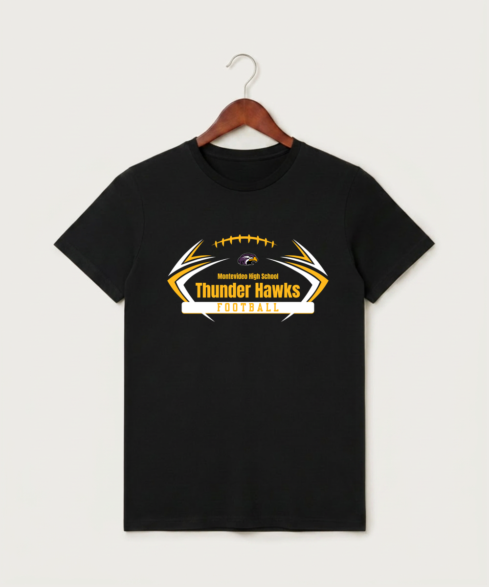 Montevideo High School Football (Boys) - Black T-Shirt - Full Front