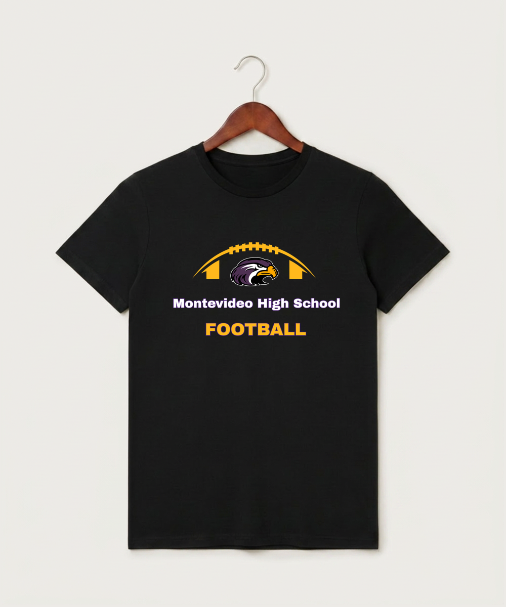 Montevideo High School Football (Boys) - Black T-Shirt - Full Front