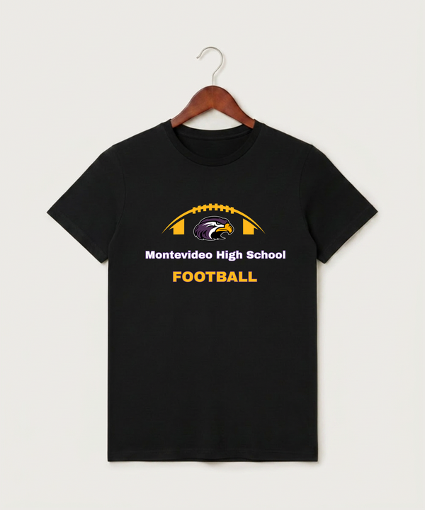 Montevideo High School Football (Boys) - Black T-Shirt - Full Front