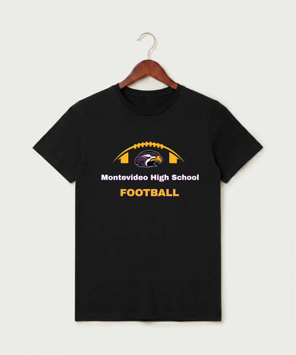 Montevideo High School Football (Boys) - Black T-Shirt - Full Front