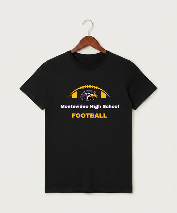 Montevideo High School Football (Boys) - Black T-Shirt - Full Front