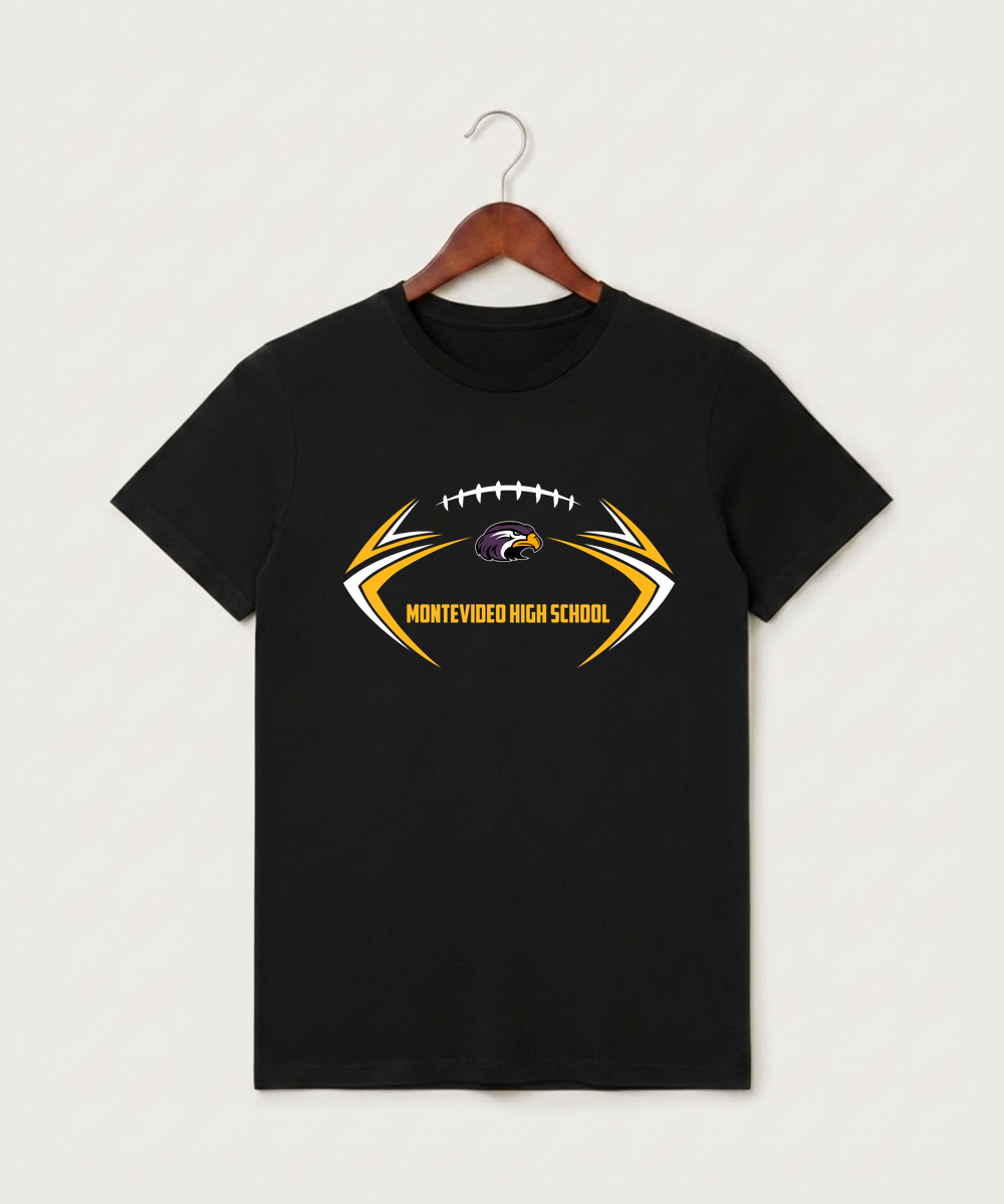 Montevideo High School Football (Boys) - Black T-Shirt - Full Front