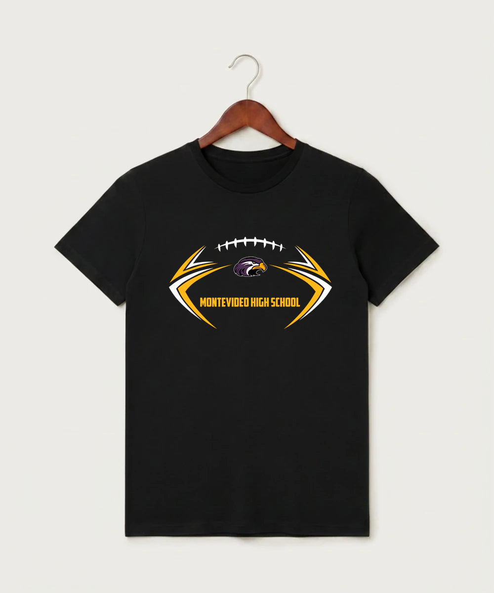 Montevideo High School Football (Boys) - Black T-Shirt - Full Front
