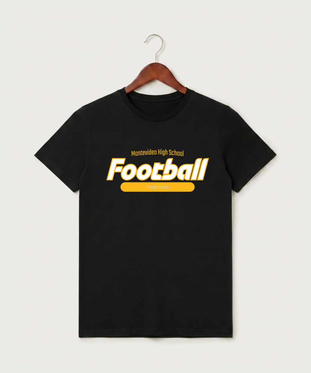 Montevideo High School Football (Boys) - Black T-Shirt - Full Front
