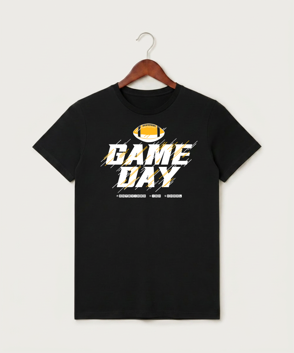 Montevideo High School Football (Boys) - Black T-Shirt - Full Front