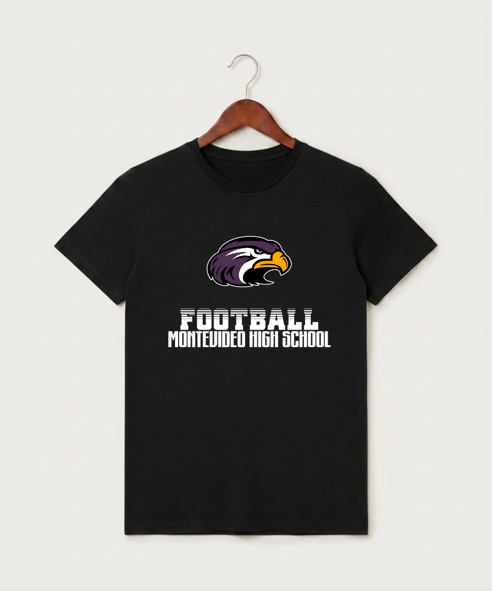 Montevideo High School Football (Boys) - Black T-Shirt - Full Front