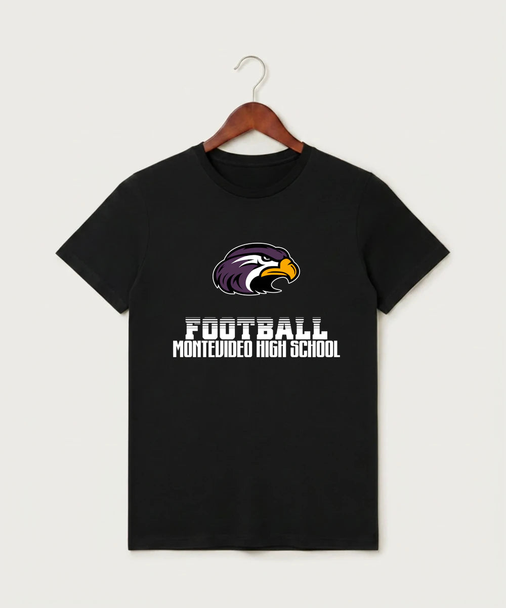 Montevideo High School Football (Boys) - Black T-Shirt - Full Front
