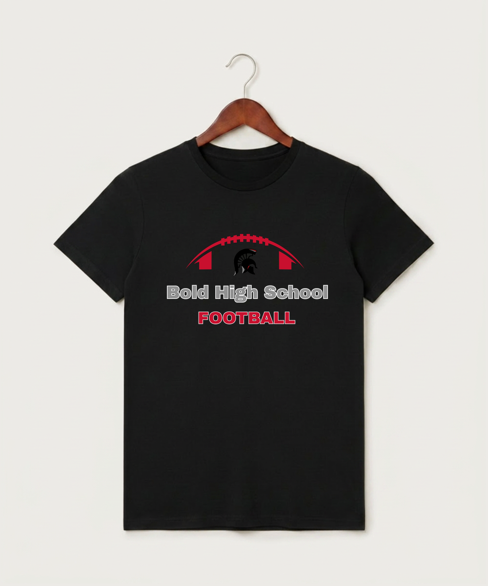 Bold High School Football (Boys) - Black T-Shirt - Full Front