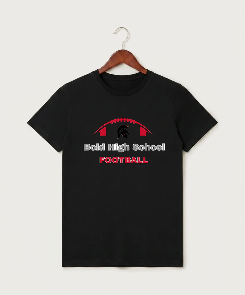 Bold High School Football (Boys) - Black T-Shirt - Full Front