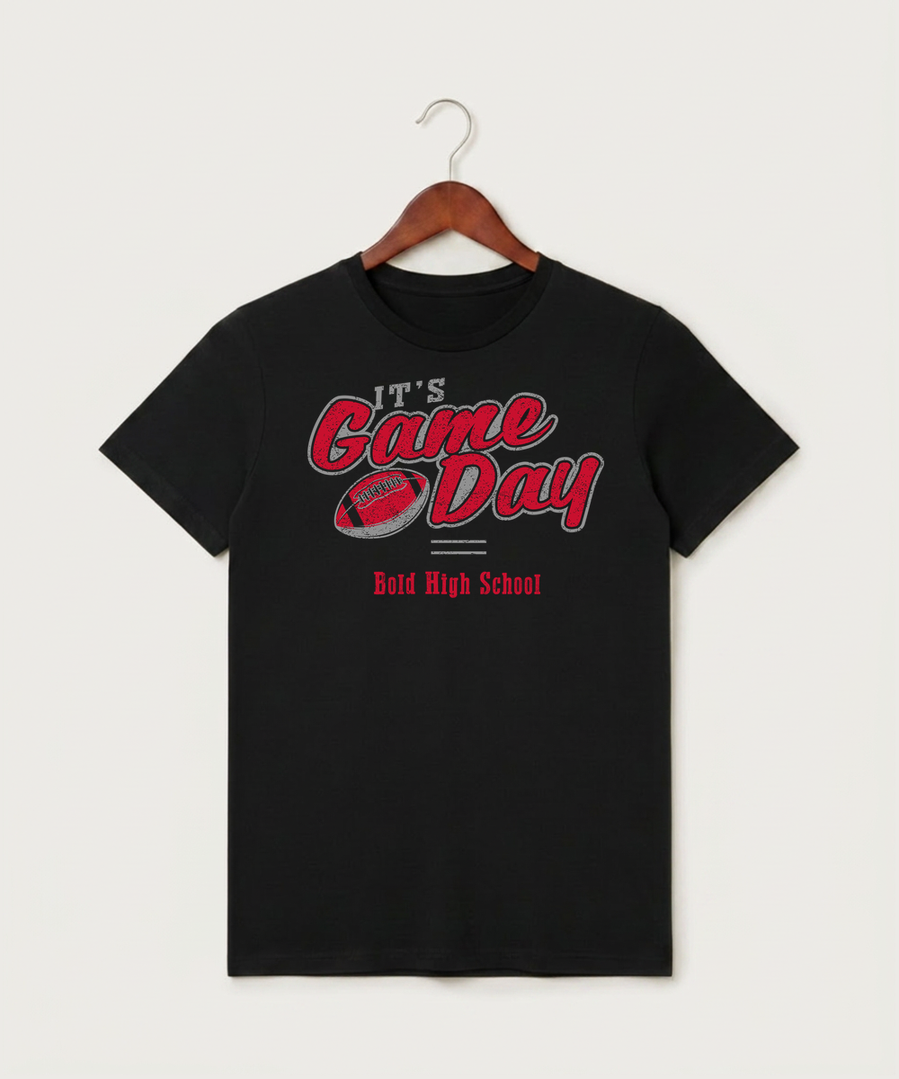 Bold High School Football (Boys) - Black T-Shirt - Full Front
