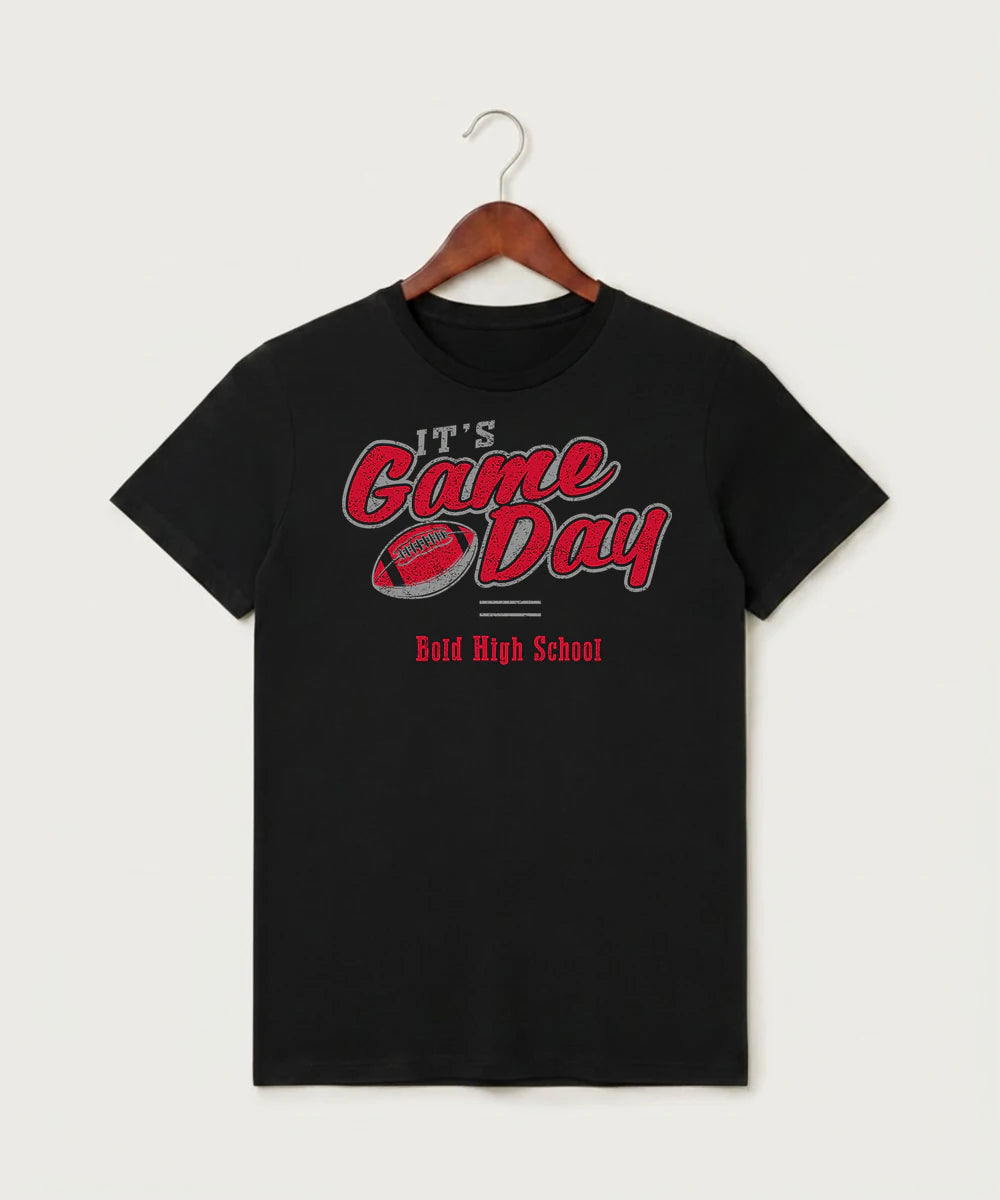 Bold High School Football (Boys) - Black T-Shirt - Full Front