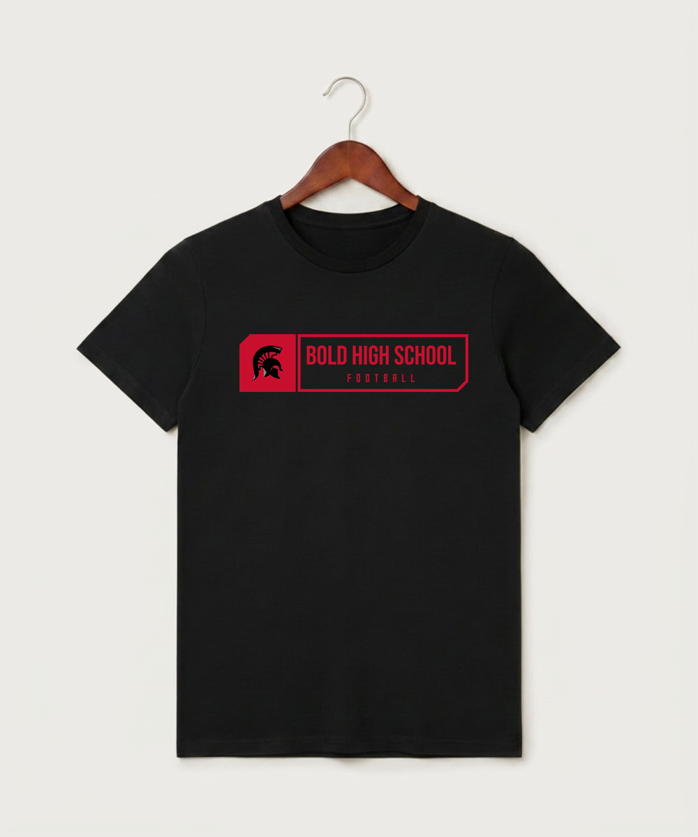 Bold High School Football (Boys) - Black T-Shirt - Full Front