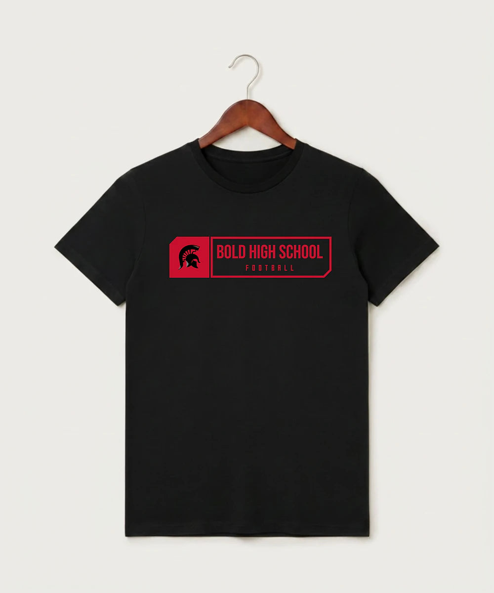 Bold High School Football (Boys) - Black T-Shirt - Full Front